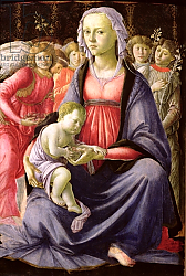 Постер Боттичелли Сандро (Sandro Botticelli) The Virgin and Child surrounded by Five Angels Постер Боттичелли Сандро (Sandro Botticelli) The Virgin and Child surrounded by Five Angels