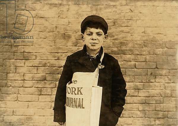 Tony Casale known as 'Bologna' aged 11, selling papers for 4 years, bitten by his father for not selling enough, Hartford, Connecticut, 1909