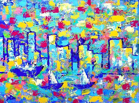 Абстрактная картина с башнями Ванкувера