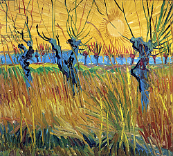 Постер Ван Гог Винсент (Vincent Van Gogh) Pollarded Willows and Setting Sun, 1888 Постер Ван Гог Винсент (Vincent Van Gogh) Pollarded Willows and Setting Sun, 1888