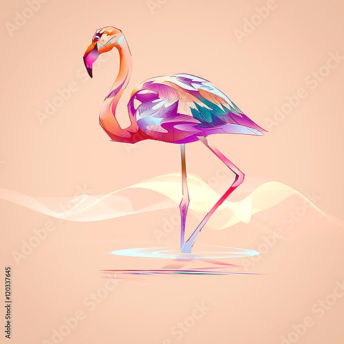 Фламинго на оранжевом фоне