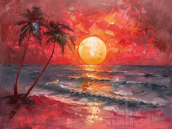 Palm trees at sunset