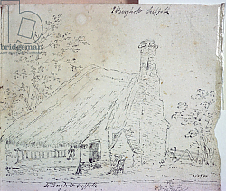 Постер Констебль Джон (John Constable) Cottage at East Bergholt, with a cottager Постер Констебль Джон (John Constable) Cottage at East Bergholt, with a cottager