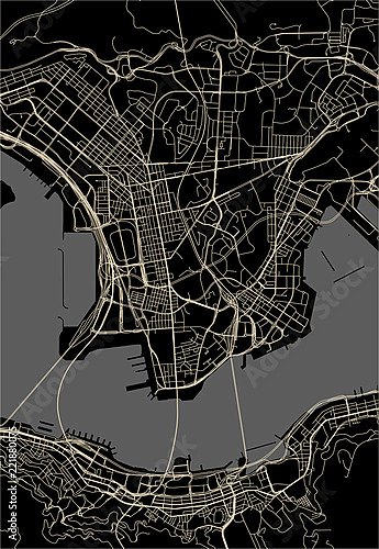 План города Гонконг, Китай, в черном цвете