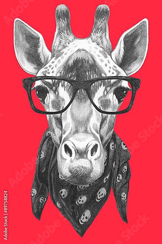 Постер Жираф в очках и шейном платке