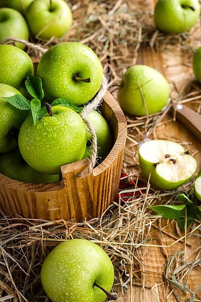 Молодые зеленые яблочки