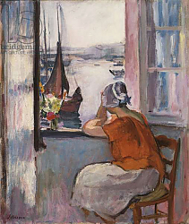 Постер Лебаск Анри Young Girl at the Window Opposite the Island of Yeu, Постер Лебаск Анри Young Girl at the Window Opposite the Island of Yeu,