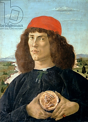 Постер Боттичелли Сандро (Sandro Botticelli) Portrait of a young man holding a medallion of Cosimo I de' Medici Постер Боттичелли Сандро (Sandro Botticelli) Portrait of a young man holding a medallion of Cosimo I de' Medici