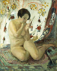 Постер Лебаск Анри Nude Sat with a Mirror; Nu Assis au Miroir, 1925-1930 Постер Лебаск Анри Nude Sat with a Mirror; Nu Assis au Miroir, 1925-1930