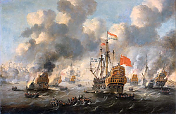 Постер Велде Виллем Старший The Dutch burn down the English fleet before Chatham Постер Велде Виллем Старший The Dutch burn down the English fleet before Chatham