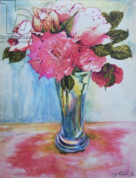 Pink Roses in a Blue Glass, 2000,