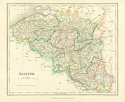 Постер Карта Бельгии, 1843 г.