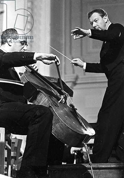 Mstislav Rostropovich performing Symphony for Cello and Orchestra by British composer Benjamin Britten