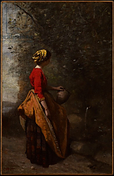 Постер Коро Жан (Jean-Baptiste Corot) Peasant Girl at the Spring, c.1860-65 Постер Коро Жан (Jean-Baptiste Corot) Peasant Girl at the Spring, c.1860-65