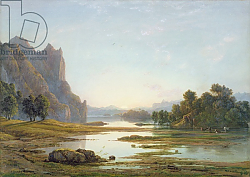 Постер Данби Франсис Sunset over a River Landscape, c.1840 Постер Данби Франсис Sunset over a River Landscape, c.1840