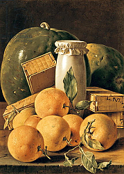 Постер Мелендес Луис Still Life of Oranges, Watermelon, a Pot and Boxes of Cake Постер Мелендес Луис Still Life of Oranges, Watermelon, a Pot and Boxes of Cake