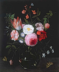 Постер Кессель Ян Spring Flowers in a glass vase, 17th century Постер Кессель Ян Spring Flowers in a glass vase, 17th century