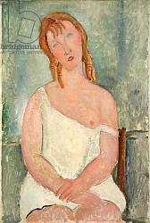 Постер Модильяни Амедео (Amedeo Modigliani) Seated Young Girl in a Shirt; Jeune fille assise en chemise, 1918 Постер Модильяни Амедео (Amedeo Modigliani) Seated Young Girl in a Shirt; Jeune fille assise en chemise, 1918