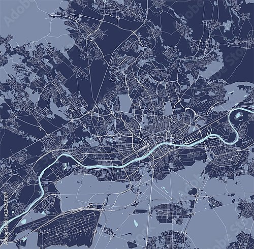 План города Франкфурт-на-Майне, Германия, в синем цвете