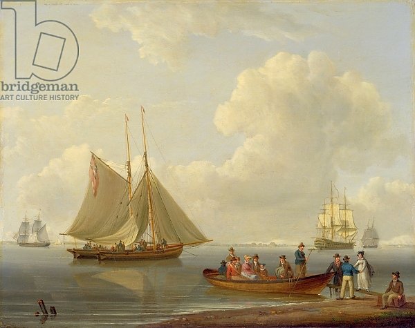 A Wherry Taking Passengers out to Two Anchored Packets, 1825