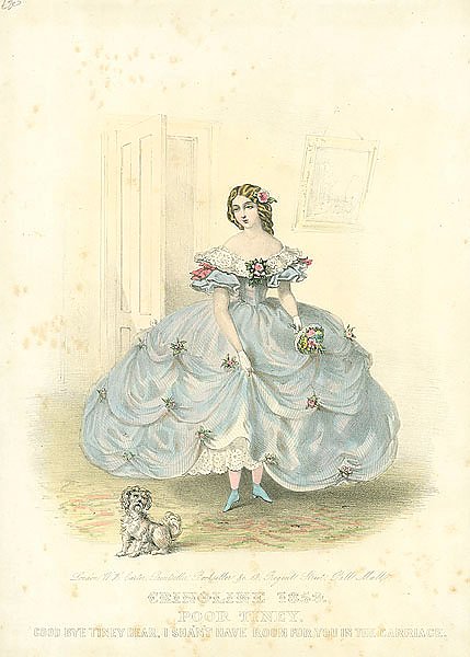 Crinoline 1859. Poor Tiney, Good Bye Tiney Dear, I Shant Have Room For You in the Carriage 1