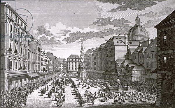 View of a procession in the Graben engraved by Georg-Daniel Heumann