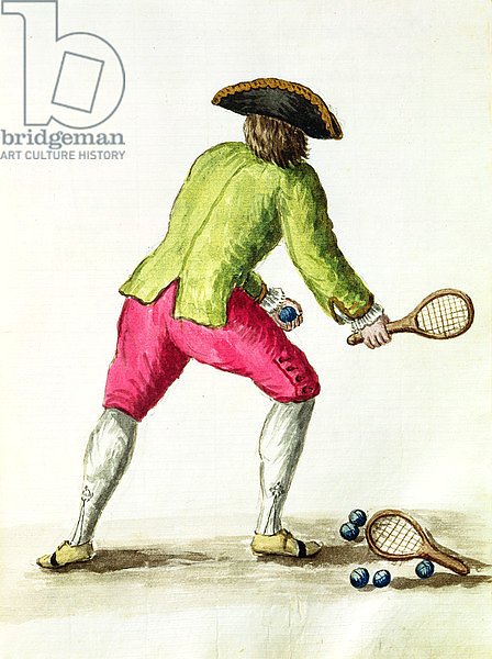 A Man Playing with a Racquet and Balls