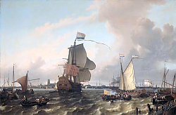 Постер The warship 'Brielle' on the Maas before Rotterdam Постер The warship 'Brielle' on the Maas before Rotterdam