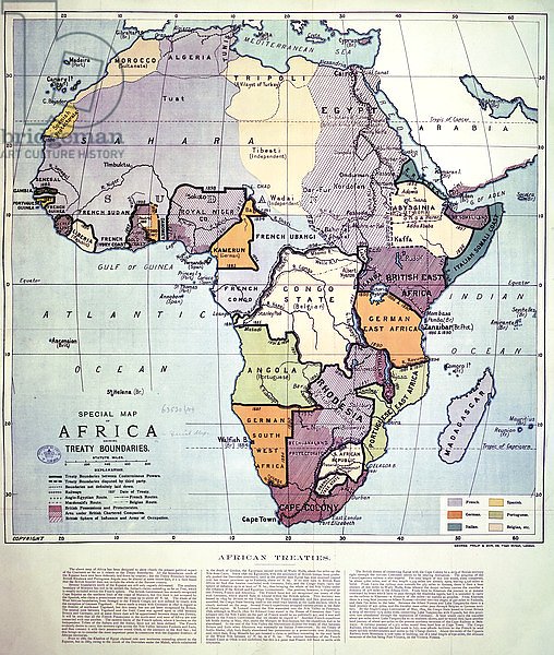 Map of Africa showing Treaty Boundaries, 1891