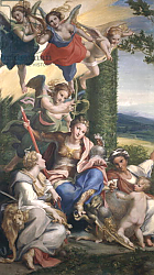 Постер Корреджо (Correggio) Allegory of the Virtues, c.1529-30 Постер Корреджо (Correggio) Allegory of the Virtues, c.1529-30