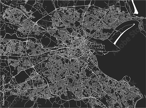 План города Дублин, Ирландия, в черном цвете
