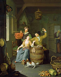 Постер Миерис Франс Interior with a couple celebrating Постер Миерис Франс Interior with a couple celebrating