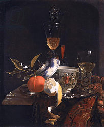Постер Кальф Уильям Still Life with Chinese Sugar Jar, Glass Goblet and Fruit Постер Кальф Уильям Still Life with Chinese Sugar Jar, Glass Goblet and Fruit