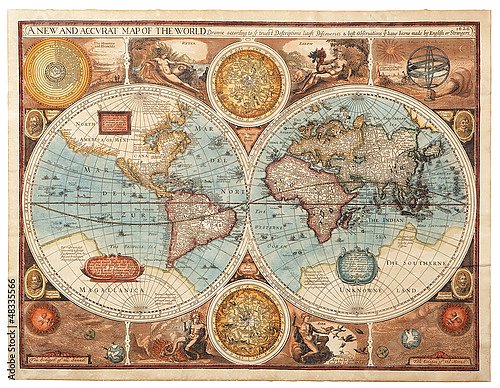 Карта мира с полушариями, 1626