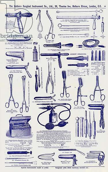 Хирургические инструменты, литография, ок. 1900 г.