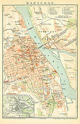 Постер Карта Варшавы, Польша, 1880-1898г.