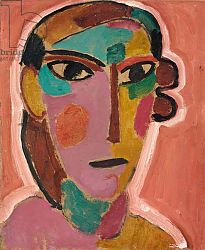 Постер Явленский Алексей Mystical Head: Woman's Head on a Red Background, c. 1917 Постер Явленский Алексей Mystical Head: Woman's Head on a Red Background, c. 1917