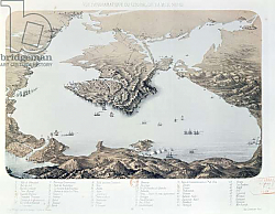 Постер Школа: Французская 19в. Panoramic view and plan of Sevastopol and the Black Sea Coast at the time of the Crimean War, 1855 Постер Школа: Французская 19в. Panoramic view and plan of Sevastopol and the Black Sea Coast at the time of the Crimean War, 1855