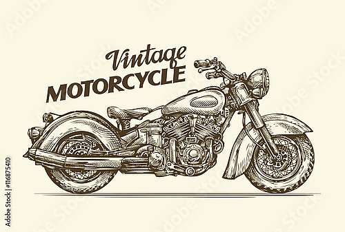 Иллюстрация с винтажным мотоциклом