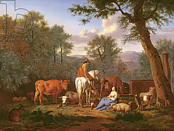 Постер Велде Адриан Landscape with Cattle and Figures, 1664 Постер Велде Адриан Landscape with Cattle and Figures, 1664