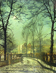 Постер Гримшоу Джон Аткинсон A Moonlit Road, 19th century Постер Гримшоу Джон Аткинсон A Moonlit Road, 19th century