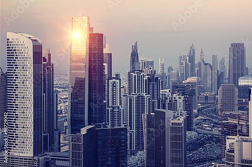 Постер Дубай, вид на вечерний город