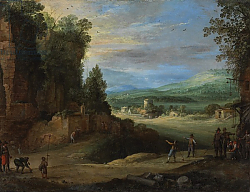 Постер Брил Поль Landscape with Men Playing 'Mail à la Chicane', 1624 Постер Брил Поль Landscape with Men Playing 'Mail à la Chicane', 1624
