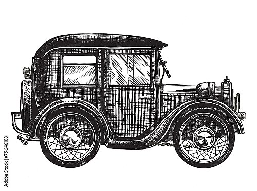 Иллюстрация с винтажным автомобилем