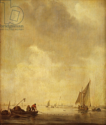 Постер Гойен Ян A River Scene, with Fishermen Laying a Net, 1638 Постер Гойен Ян A River Scene, with Fishermen Laying a Net, 1638