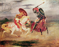 Постер Делакруа Эжен (Eugene Delacroix) Two Knights Fighting in a Landscape, c.1824 Постер Делакруа Эжен (Eugene Delacroix) Two Knights Fighting in a Landscape, c.1824