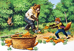 Постер Ливраджи Вирджинио (дет) Brer Rabbit spotting Bear and Fox stealing carrots Постер Ливраджи Вирджинио (дет) Brer Rabbit spotting Bear and Fox stealing carrots