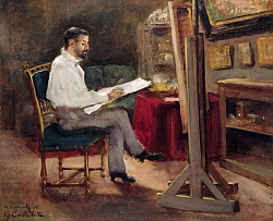 Постер Кайботт Гюстав (Gustave Caillebotte) The Artist Morot in his Studio, c.1874 Постер Кайботт Гюстав (Gustave Caillebotte) The Artist Morot in his Studio, c.1874