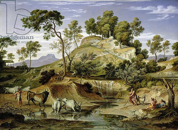 Landscape with Shepherds and Cows and at the Spring, 1832-34