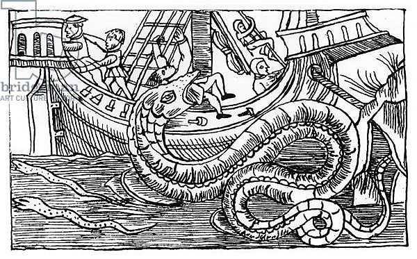 A Sea Serpent, from 'Historia de Gentibus Septentrionalibus' by Olaus Magnus published in Rome, 1555